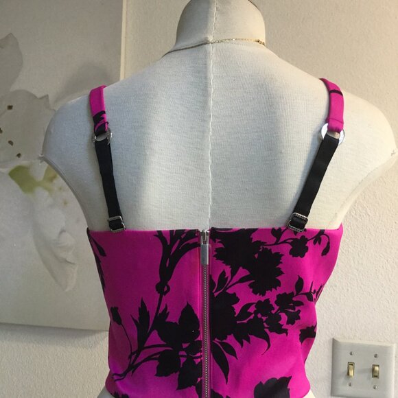 GUESS Printed Corset Bustier Crop Top Zip Back Logo Adjustable Straps Lined XS - Picture 8 of 10